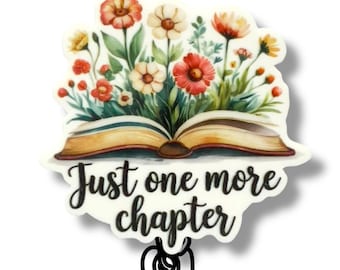 Just One More Chapter Badge Reel, Librarian Teacher Gift, Book Lover Accessory
