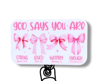 Inspirational Christian Badge Reel: God Says, Nursing ID Holder