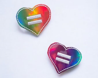 Rainbow Equality Heart Badge Reel  -  Glitter Heart Badge  - Retractable  Badge - Nurse  Holder - Teacher Gift - Love Wins