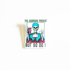 Funny Nurse Badge Reel: "The Horrors Persist" Skeleton Design