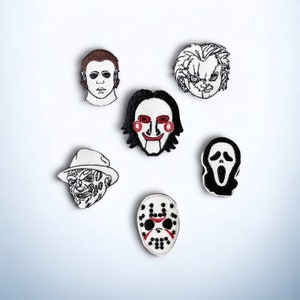 Glitter Halloween Villains Badge Reel , Horror Movies, Freddy Kruger, Jason, Ghostface,Scream ,Jigsaw, Chucky ,Micheal Myers ,Medical Badge