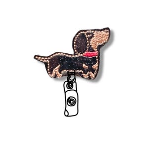 Dachshund Badge Reel: Dog ID Holder, Retractable Puppy Pull