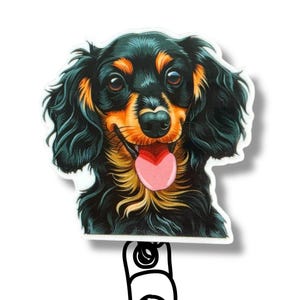 Weiner Dog Badge Reel, Funny Dachshund Badge Holder, Gift for Dog Lover, Cute Nurse ID Clip, Pet Accessory