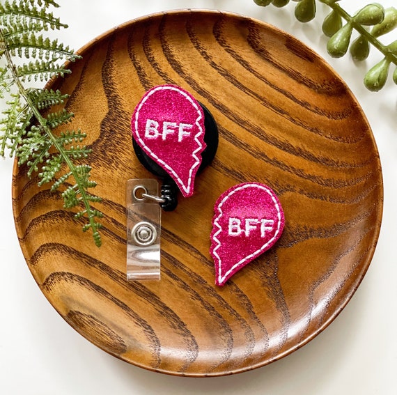 Best Friends Badge Reel - BFF Badge Reel - Badge ID Pull - Badge Clip - Retractable Badge - Squad Goals Badge Reel - Gifts for Nurses