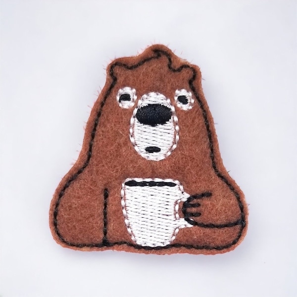 Bear  Badge Reel - Animal  Badge Reell - Sleepy  Badge Reel- Coffee Lover Gift - Latte Coffee