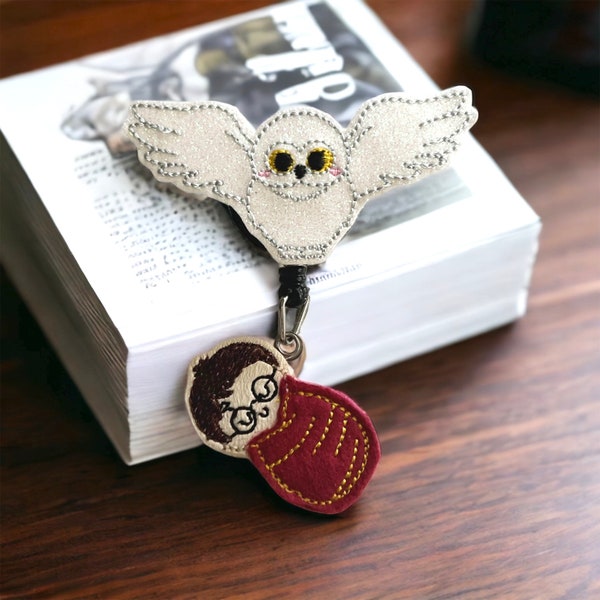 Handmade Stork Owl Harry Wizard Baby Badge Reel - Retractable ID Badge Holder for Nurses, RNs, and Labor and Delivery Staff