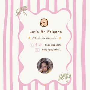 The image is a collage featuring a woman's face and a brown cartoon character, with pink and white striped background and a pink ribbon design.