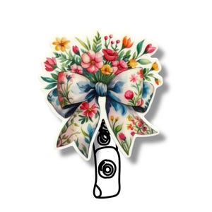 Floral Bow Badge, Cute Retractable ID Holder, Nurse Badge Reel, Gift for Healthcare Workers, Floral Accessory