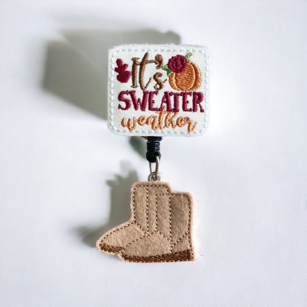 Sweater Weather Badge Reel - Fall Badge Reel  - UGG Boots - Nurse Badge Reel - ID Badge Holder -Retractable Badge - Cold Weather Accessories