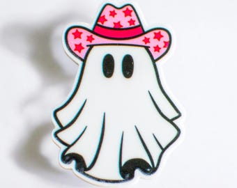 Cowboy Ghost Badge Reel: Spooky Western ID Badge Holder