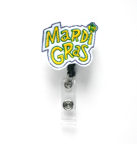 Mardi Gras Badge Reel - Louisiana State Badge - New Orleans Badge - Retractable Badge - Nurse Gift