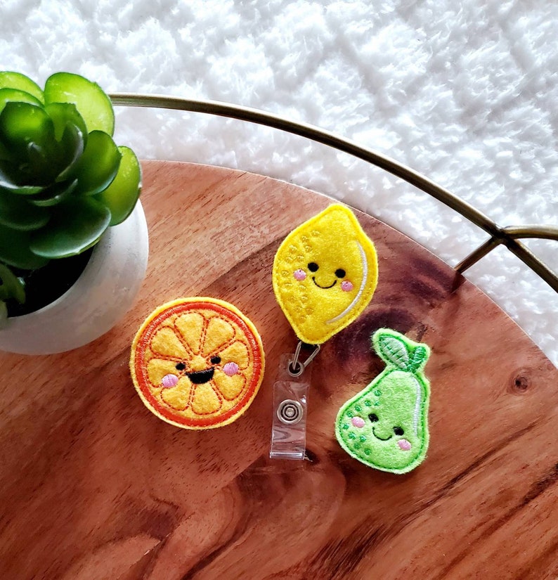 Fruit Badge Reel,Orange,Pear,Lemon,Food Badge Reel,Dietitian Badge,Nurse Badge Reel,Retractable Badge