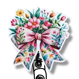 Floral Bow Badge Reel, Cute Retractable ID Holder for Nurses, Gift for Healthcare Workers, Floral Badge Accessory