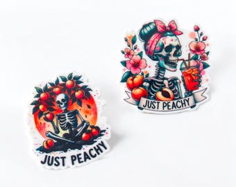 Skeleton Peach Badge Reel, Funny Nurse ID Holder