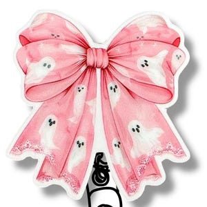 Pink Bow Badge Reel: Coquette Nurse ID Holder with Beads