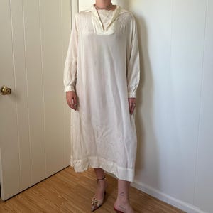 1920s Cream Silk shift Sailor Style Dress size Large