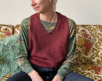 1930s Mohair Merlot Sweater Vest size Medium