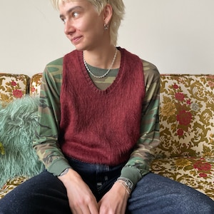 1930s Mohair Merlot Sweater Vest size Medium