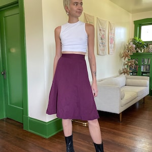 1940s Maroon A-line High Waisted Side Closure Skirt size XS