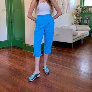 1950s Aqua Blue High Waisted Side Zip Capris size Small