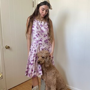 1950s Lilac Floral Toile Dropped Waist Box Pleat Skirt Tank Dress Size Small - Etsy 1950s Lilac Floral Toile Dropped Waist Box Pleat Skirt Tank Dress Size Small - Etsy