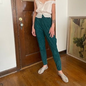 1980s Teal High Waisted Leather Jodhpurs size XS