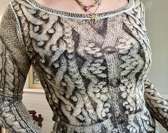 jean paul gaultier ジップ　カーディガン 48 ニット 2000s Jean Paul Gaultier Trompe-l'œil Illusion Cardigan Knit