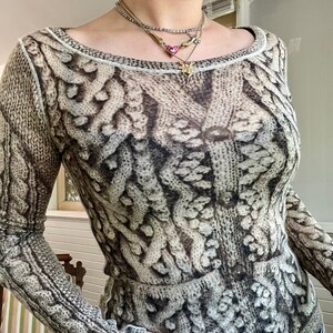trompe l'oeil prints cut out knitted maxi dress Knit Fabric Trompe L'oeil Prints Cut Out Knitted Maxi Dress For Exhibition