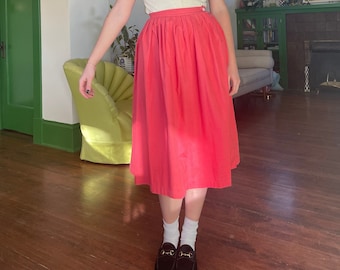 1940s Coral Knee-Length Cotton Skirt size Small