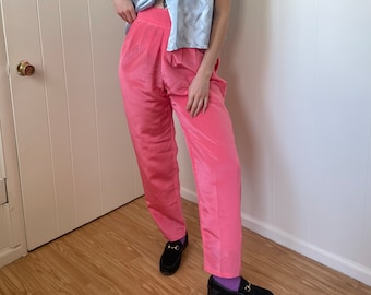 1980s Strawberry High Waisted Satin Harem Pants size Medium Large