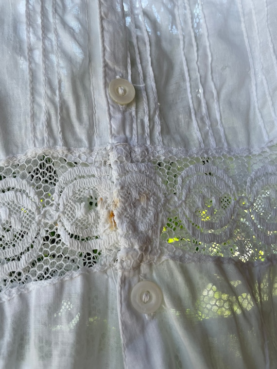 1910s Edwardian Lawn Dress with Eyelet and Lace s… - image 7