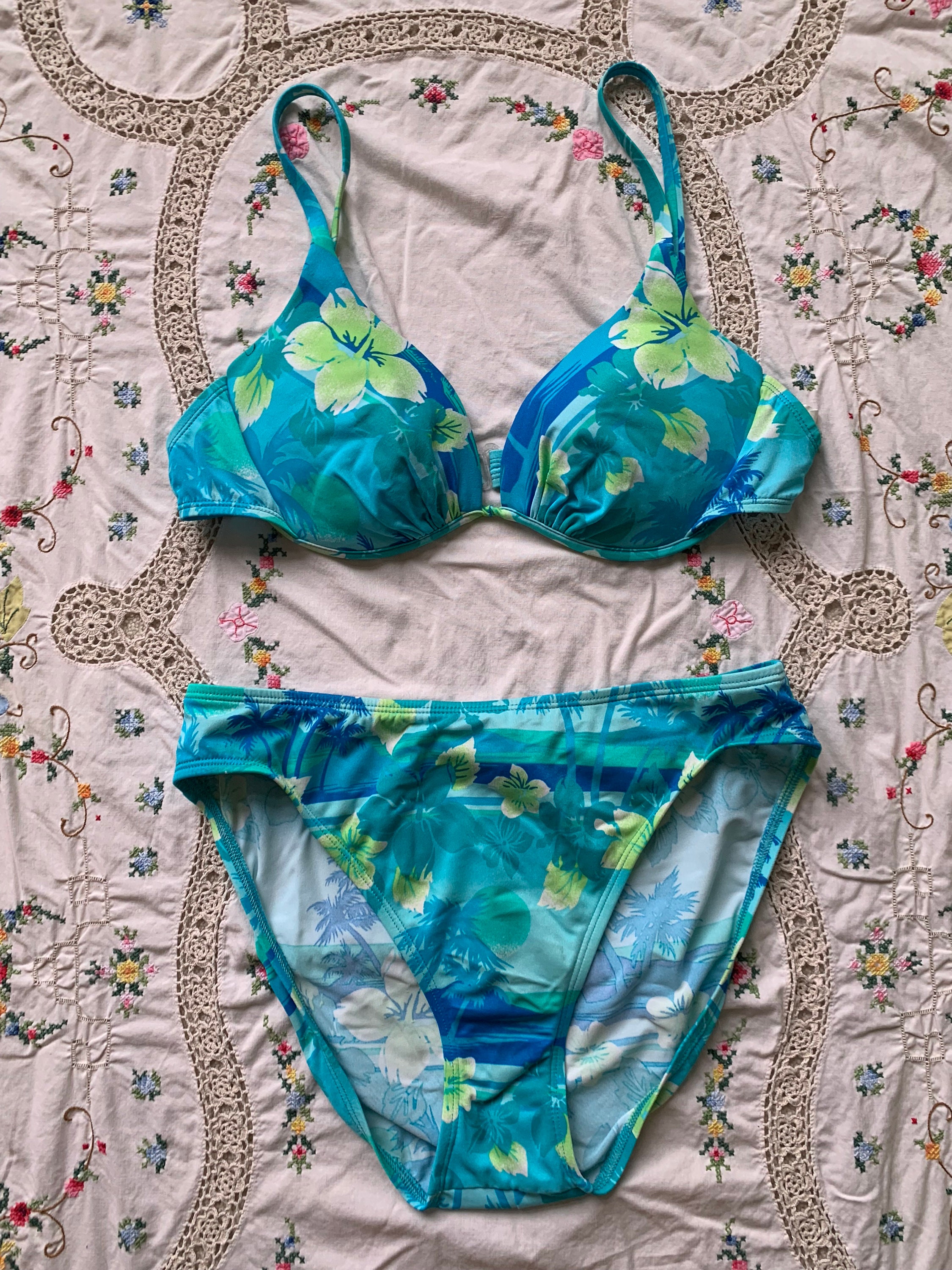LOUIS VUITTON Vintage Damier Swimwear Swimsuit Bikini Set #38 Brown RankAB