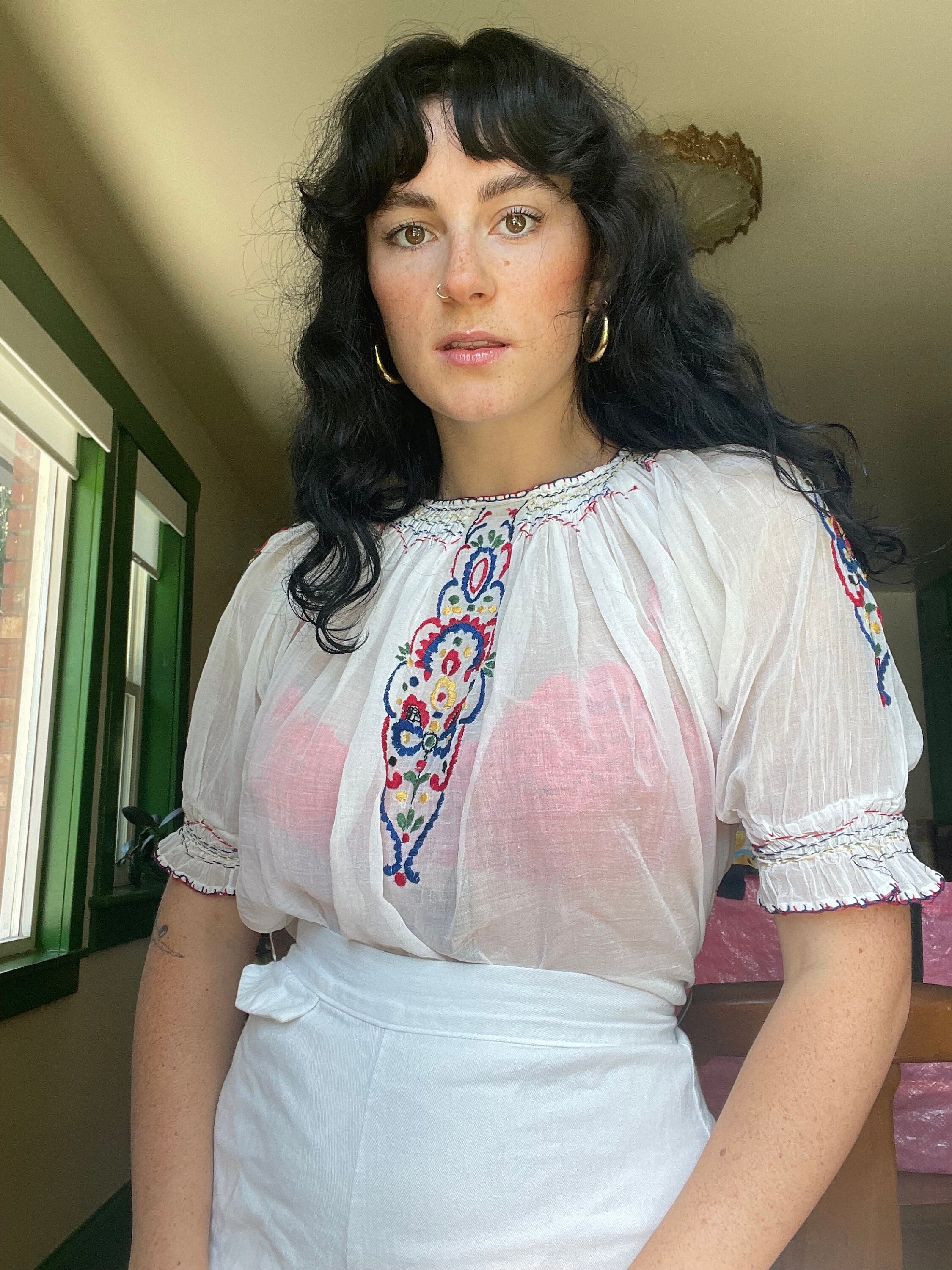 White Peasant Blouse Etsy UK