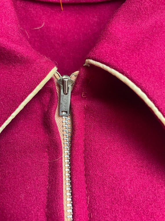1940s Mulberry Wool Dressing Gown with Zipper siz… - image 3