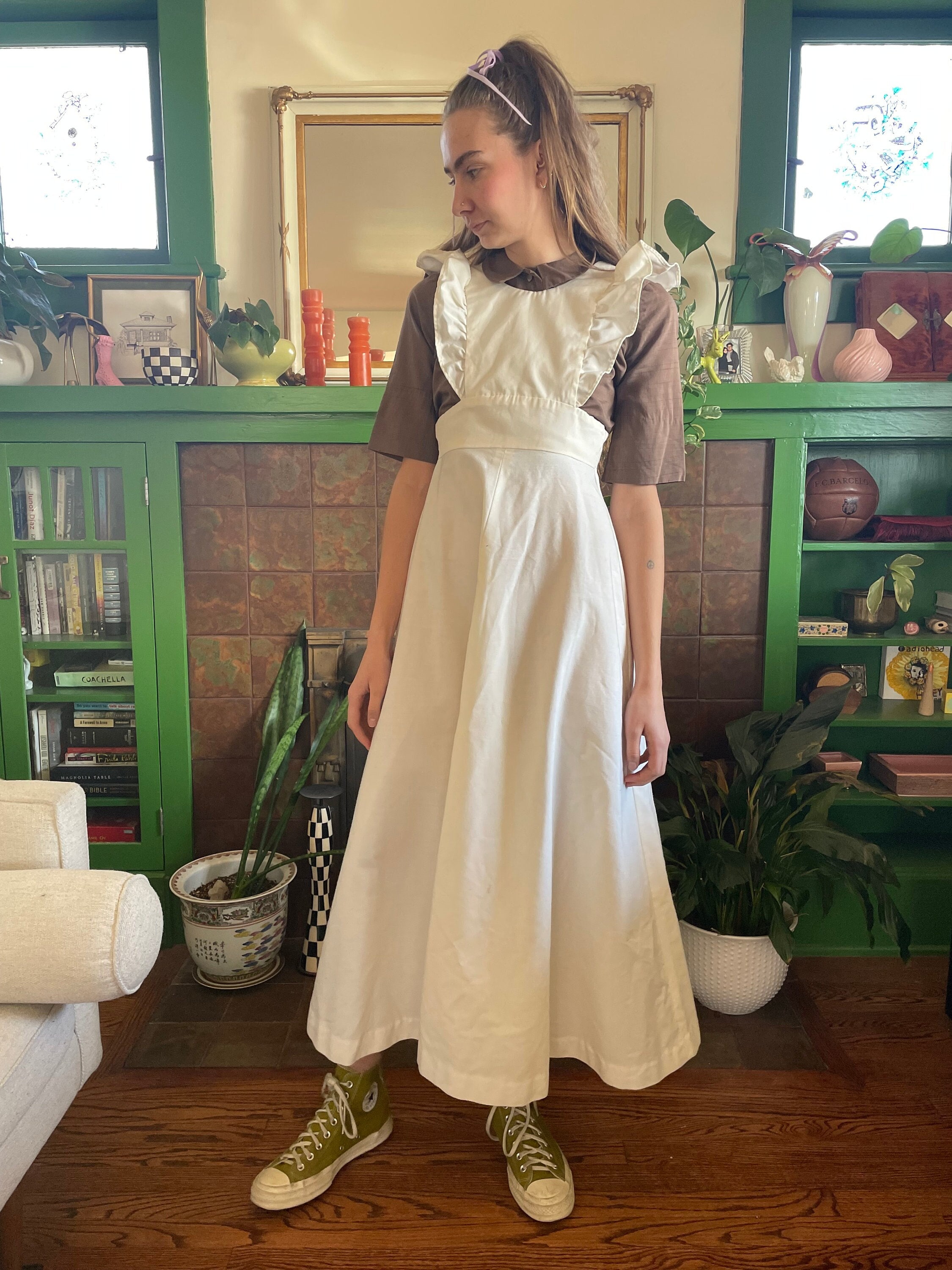 1960s Cream Pinafore Maxi Dress With Ruffles Size XXS - Etsy
