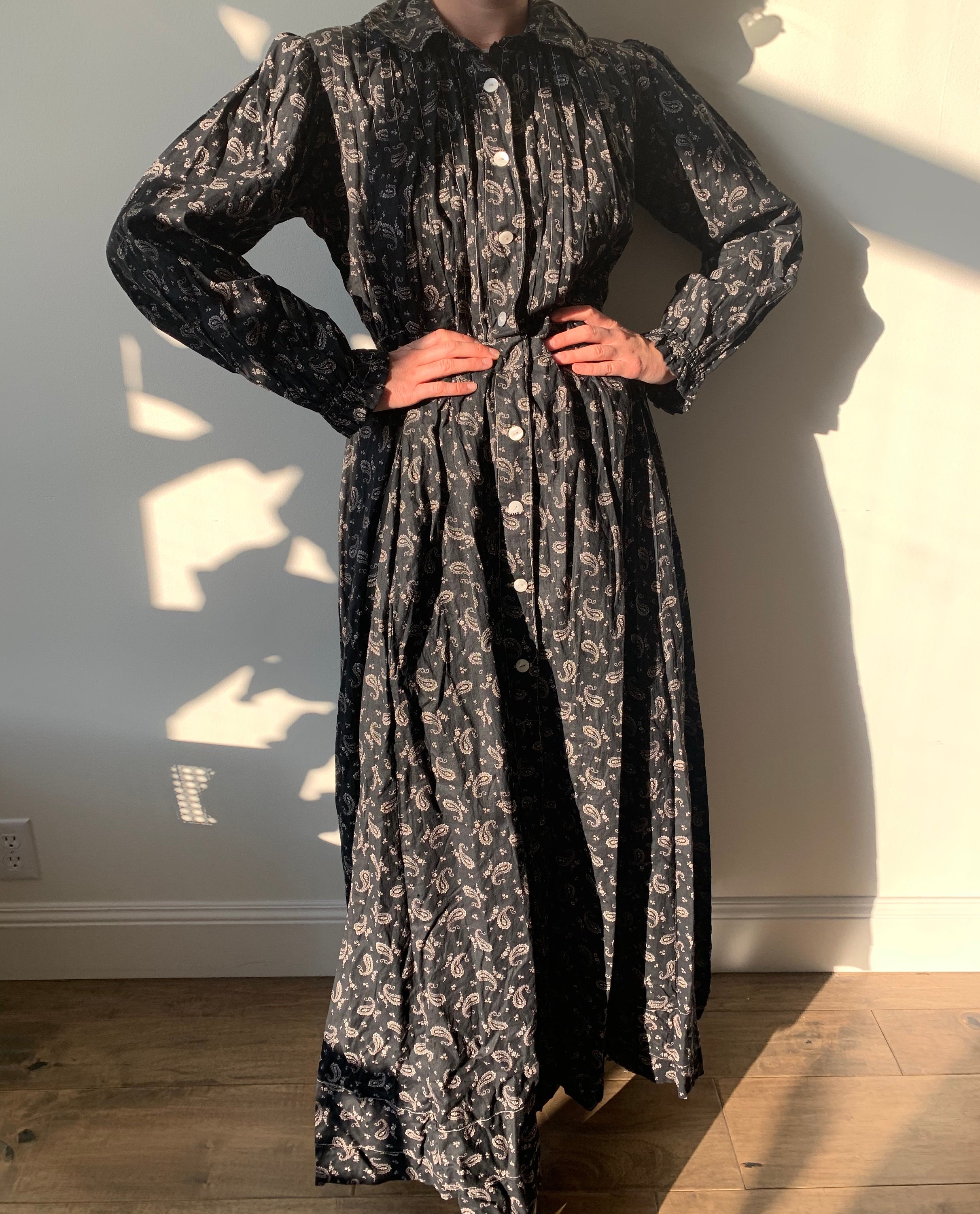 Antique Blue Calico Dress - Etsy Antique Blue Calico Dress - Etsy
