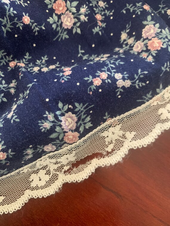 1970s Gunne Sax Navy Floral Calico Prairie Dress with… - Gem