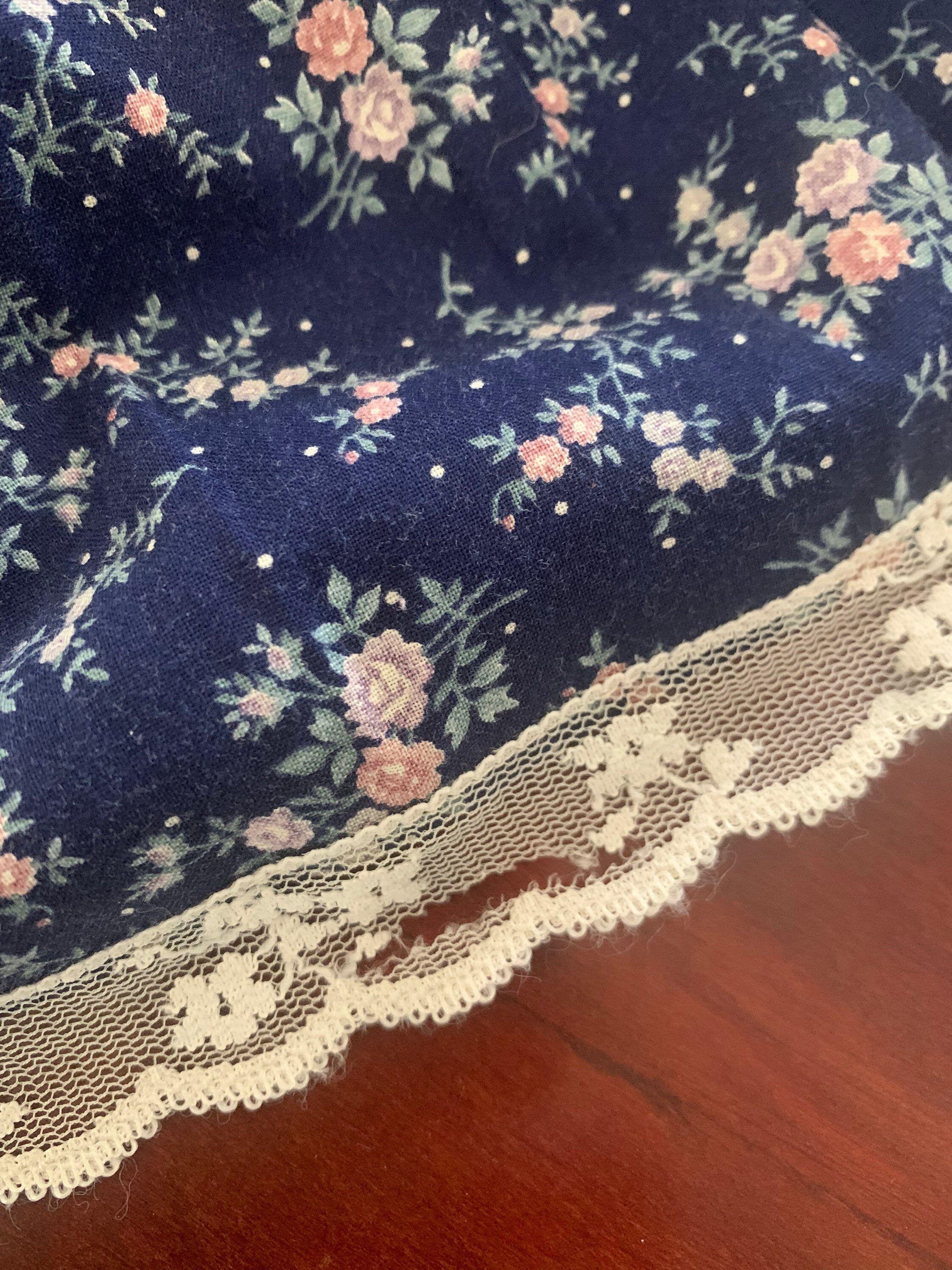 1970s Gunne Sax Navy Floral Calico Prairie Dress With Lace Collar Size ...