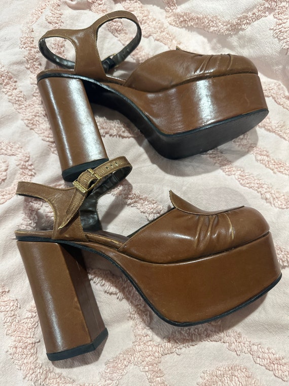 Brown platform heels sales