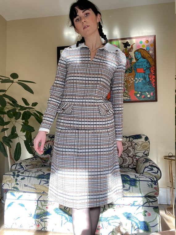 1960s I Magnin Plaid Two-Piece Set size Medium