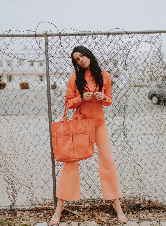 1970s High Waisted Orange Sailor Wide Leg Flare Pa