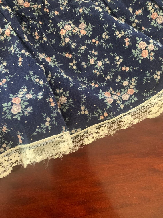 1970s Gunne Sax Navy Floral Calico Prairie Dress with… - Gem