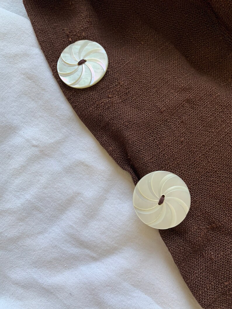 1950s Chocolate Brown Linen Wiggle Shirtdress with Mother of Pearl Carved Buttons and Jacket size Small Medium