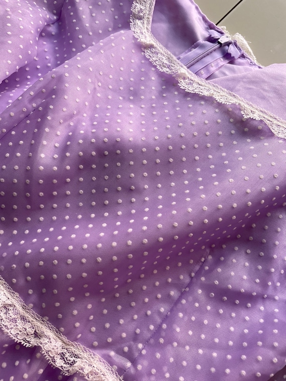 1960s Lilac Swiss Dot Chiffon Tiered Formal Dress… - image 6