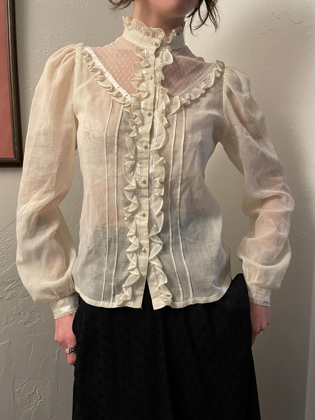 70s GUNNE SAX BLOUSE - XS