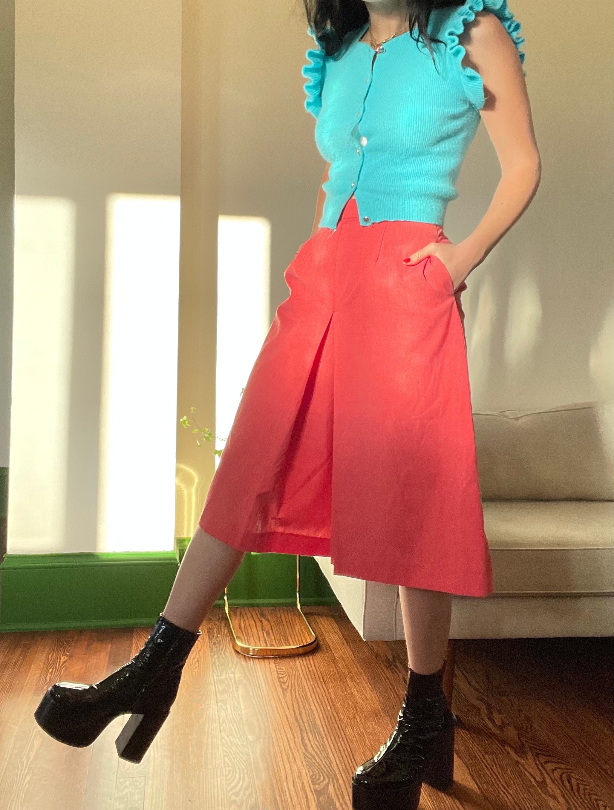 1970s Tomato Red Culottes size Medium