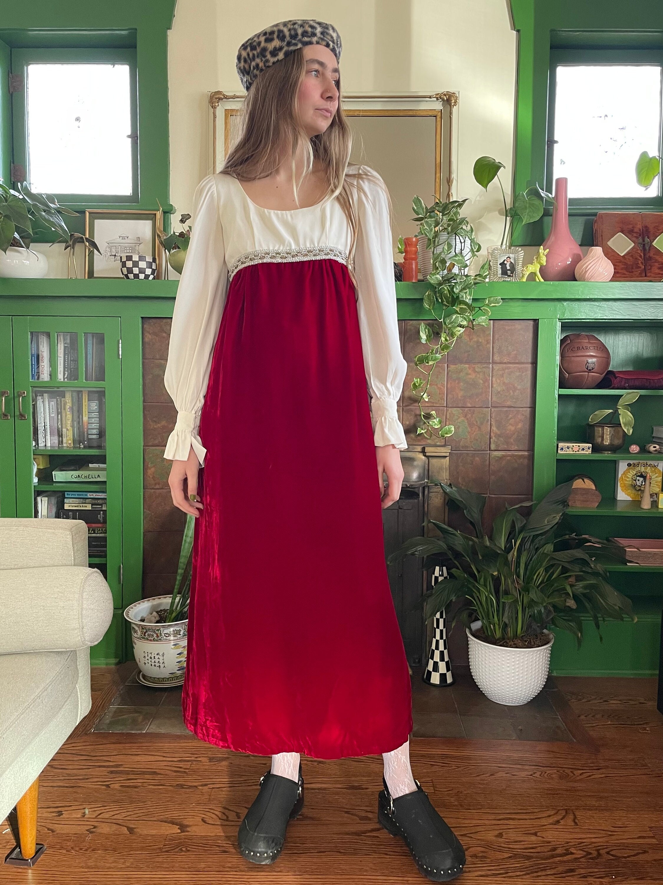 1970s Renaissance Revival Merlot Velvet 