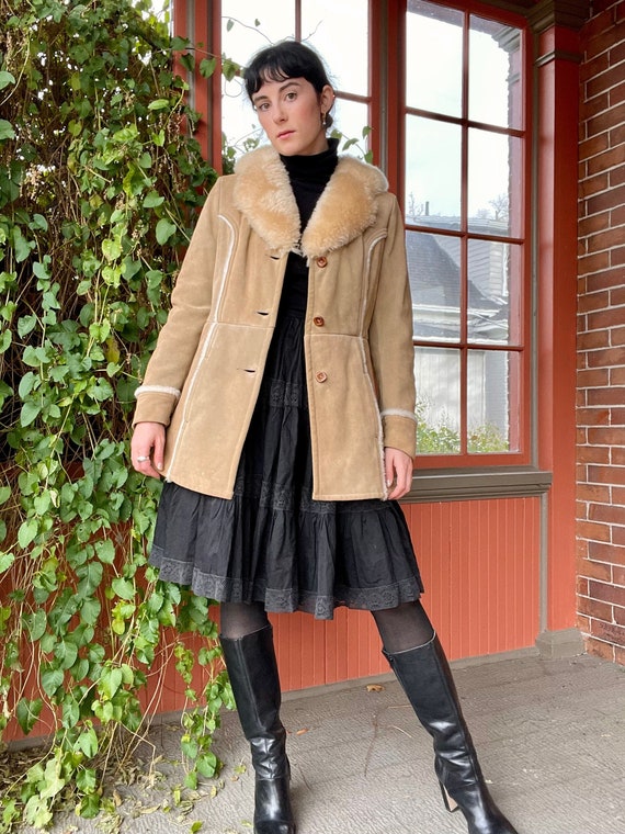 1970s Suede and Shearling Coat size Small Medium - image 1