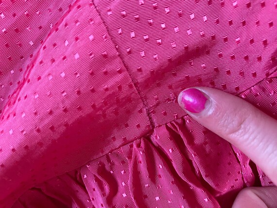 1940s Raspberry Pink Swiss Dot Dress with Sheer B… - image 5