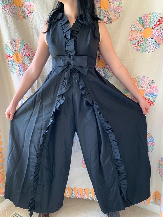 1960s Hostess Dress Style Jumpsuit Wide Leg Mod Ro